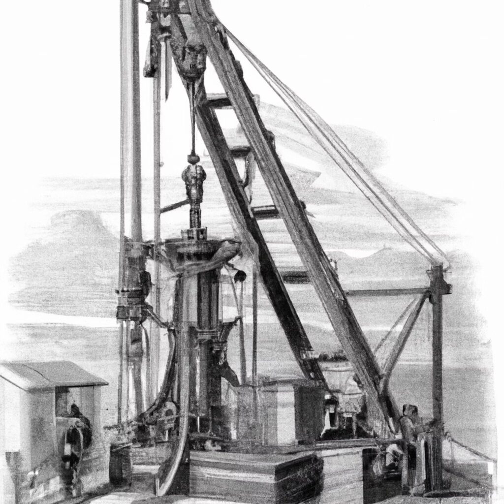 19th-century cable tool drilling rig